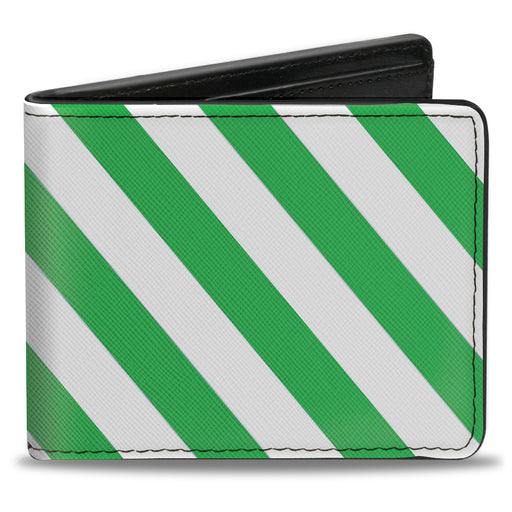 Bi-Fold Wallet - Diagonal Stripes2 White Kelly Green Bi-Fold Wallets Buckle-Down   