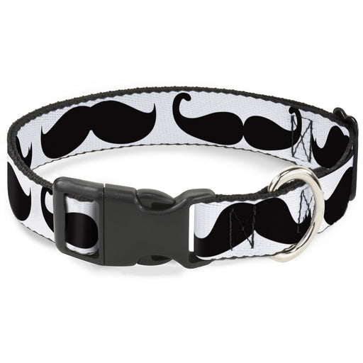 Plastic Clip Collar - Multi Mustaches Sketch White/Black Plastic Clip Collars Buckle-Down   