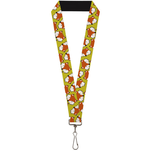 Lanyard - 1.0" - Fox Face Scattered Warm Olive Lanyards Buckle-Down   