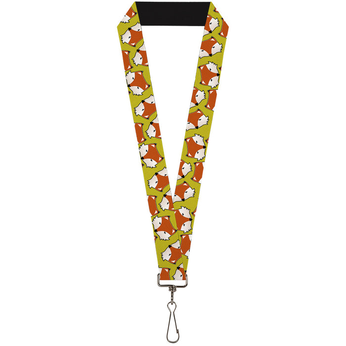 Lanyard - 1.0" - Fox Face Scattered Warm Olive Lanyards Buckle-Down   