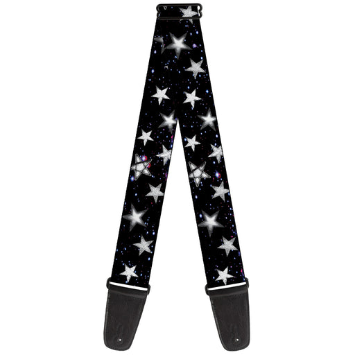 Guitar Strap - Glowing Stars in Space Black Purple White Guitar Straps Buckle-Down   