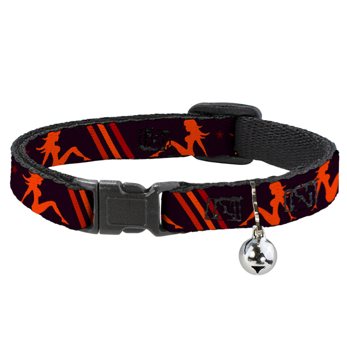 Cat Collar Breakaway - Mud Flap Girls w Stripes Black Red Orange Breakaway Cat Collars Buckle-Down   