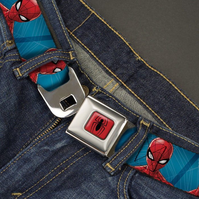 2016 SPIDER-MAN Spider Logo5 Full Color Red Black Seatbelt Belt - Spider-Man 6-Expressions/Spiderwebs Blues Webbing Seatbelt Belts Marvel Comics   