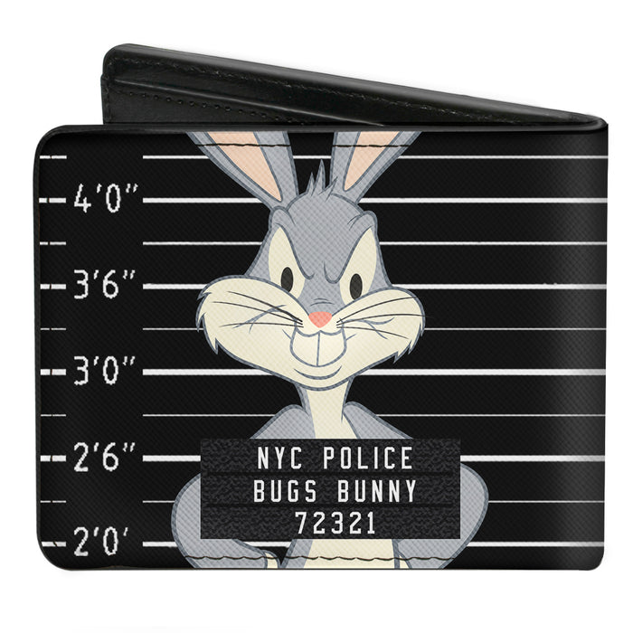 Bi-Fold Wallet - BUGS BUNNY NYC POLICE Mug Shot Black White Bi-Fold Wallets Looney Tunes   