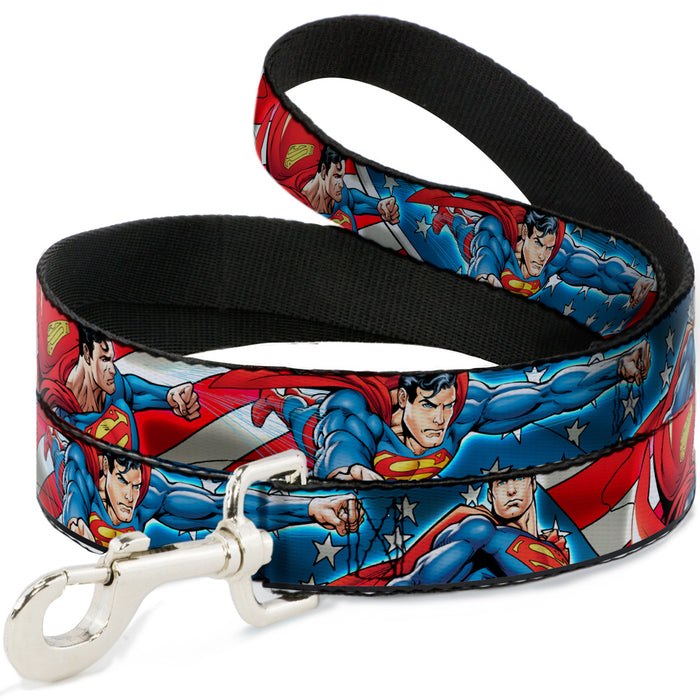 Dog Leash - Superman Action Poses/Stars & Stripes Dog Leashes DC Comics   