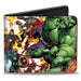 MARVEL AVENGERS Bi-Fold Wallet - Marvel Avengers Comic Book Issue #2 6-Superhero Explosion Cover Pose Bi-Fold Wallets Marvel Comics   