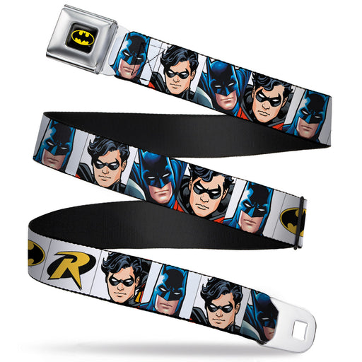 Batman Full Color Black Yellow Seatbelt Belt - Batman & Robin Blocks White Webbing Seatbelt Belts DC Comics   