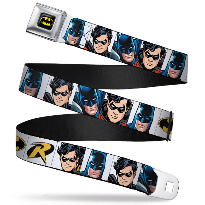 Batman Full Color Black Yellow Seatbelt Belt - Batman & Robin Blocks White Webbing Seatbelt Belts DC Comics   