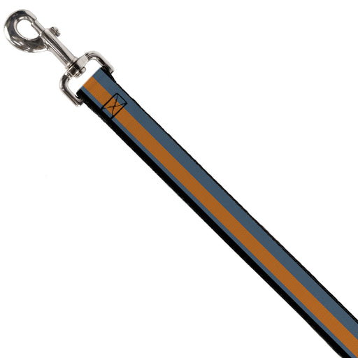 Dog Leash - Stripes Black/Steel Blue/Orange Dog Leashes Buckle-Down   