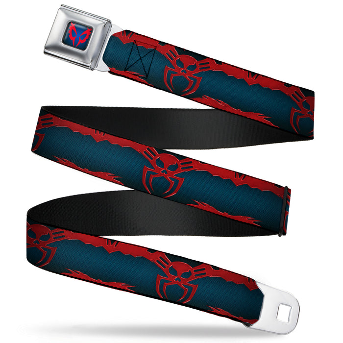 ULTIMATE SPIDER-MAN Spider-Man 2099 Face CLOSE-UP Full Color Black-Fade Red Seatbelt Belt - Spider-Man 2099 Suit Logo 2099 Navy/Red Webbing Seatbelt Belts Marvel Comics   