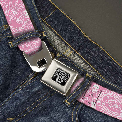 BD Wings Logo CLOSE-UP Full Color Black Silver Seatbelt Belt - Bandana/Skulls Pink/White Webbing Seatbelt Belts Buckle-Down   