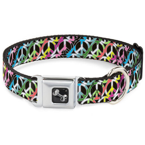 Dog Bone Seatbelt Buckle Collar - Peace Black/Multi Stripes Seatbelt Buckle Collars Buckle-Down   