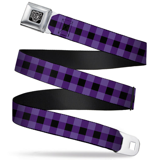 BD Wings Logo CLOSE-UP Full Color Black Silver Seatbelt Belt - Buffalo Plaid Black/Purple Webbing Seatbelt Belts Buckle-Down   