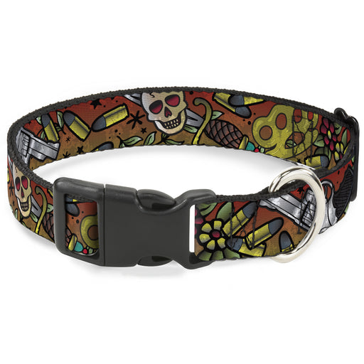 Plastic Clip Collar - Born to Raise Hell CLOSE-UP Red Plastic Clip Collars Buckle-Down   