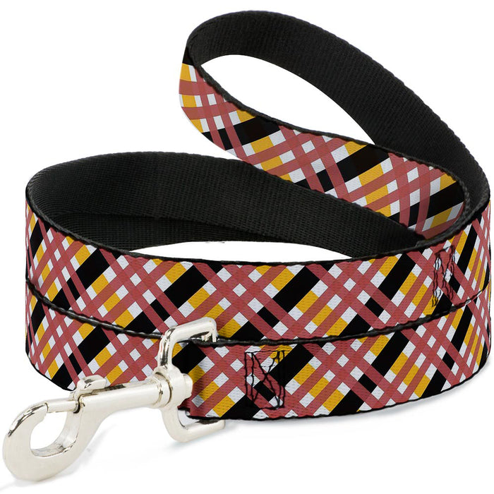 Dog Leash - Plaid X White/Gold/Black/Pink Dog Leashes Buckle-Down   