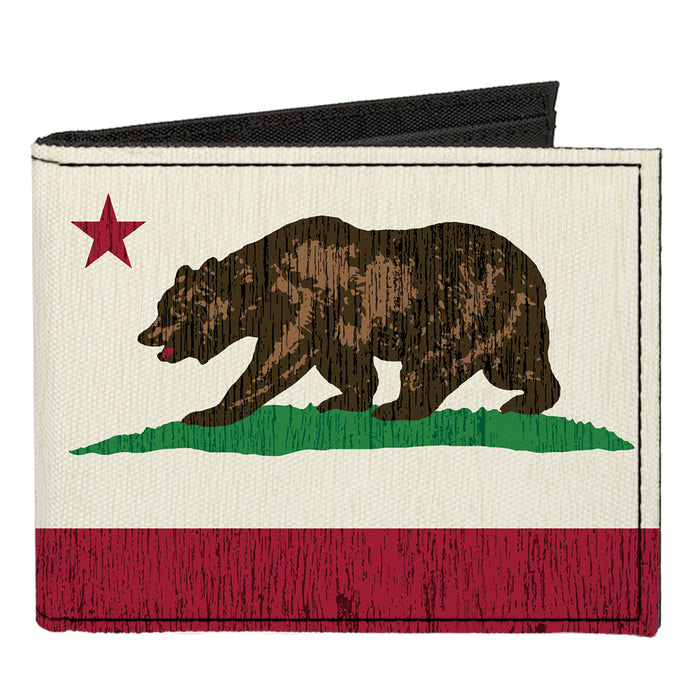 Canvas Bi-Fold Wallet - California Flag Weathered White Canvas Bi-Fold Wallets Buckle-Down   