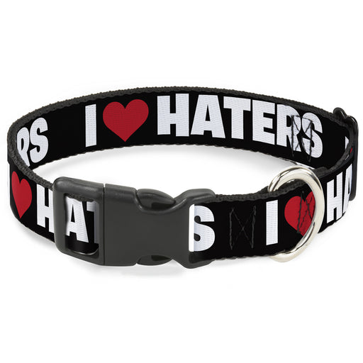 Plastic Clip Collar - I "Heart" HATERS Black/White/Red Plastic Clip Collars Buckle-Down   