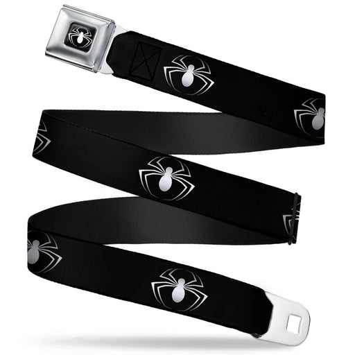 MARVEL UNIVERSE Spider Logo3 Full Color Black White Seatbelt Belt - Spider Logo3 Black/White (wider Spider) Webbing Seatbelt Belts Marvel Comics   