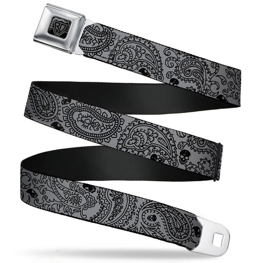 BD Wings Logo CLOSE-UP Full Color Black Silver Seatbelt Belt - Bandana/Skulls Silver/Black Webbing Seatbelt Belts Buckle-Down   