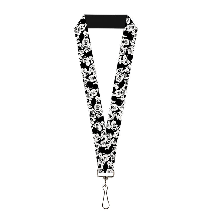 Lanyard - 1.0" - Mickey Mouse Expressions Stacked White Black Lanyards Disney   