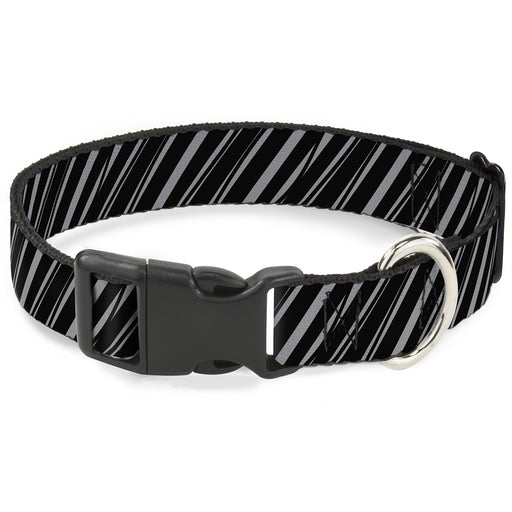 Plastic Clip Collar - Diagonal Stripes Scribble Gray/Black Plastic Clip Collars Buckle-Down   