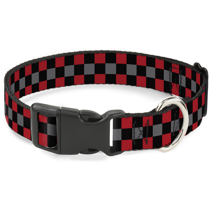 Plastic Clip Collar - Checker Black/Gray/2 Red Plastic Clip Collars Buckle-Down   