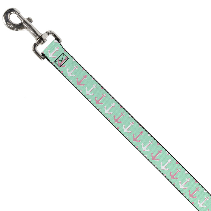 Dog Leash - Anchor2 CLOSE-UP Green/Pink/White Dog Leashes Buckle-Down   