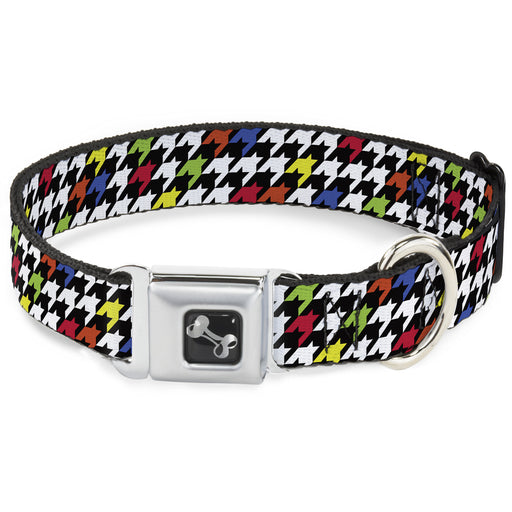 Dog Bone Seatbelt Buckle Collar - Houndstooth Black/White/Multi Neon Seatbelt Buckle Collars Buckle-Down   