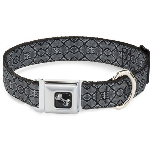 Dog Bone Seatbelt Buckle Collar - Snake Skin 3 Charcoal/Black Seatbelt Buckle Collars Buckle-Down   