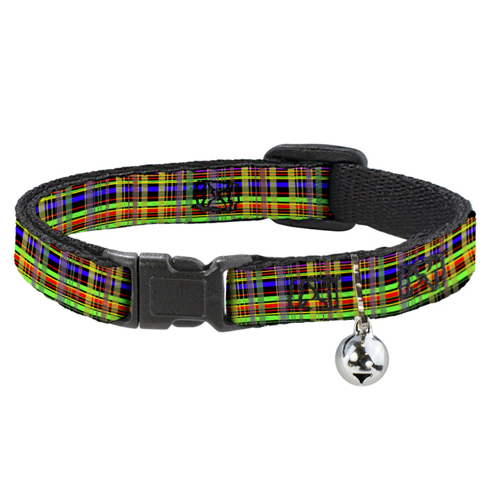 Cat Collar Breakaway - Plaid Black Multi Neon Breakaway Cat Collars Buckle-Down   