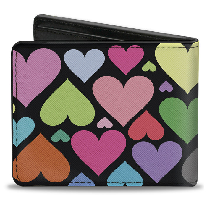 Bi-Fold Wallet - Hearts Black Multi Color Bi-Fold Wallets Buckle-Down   