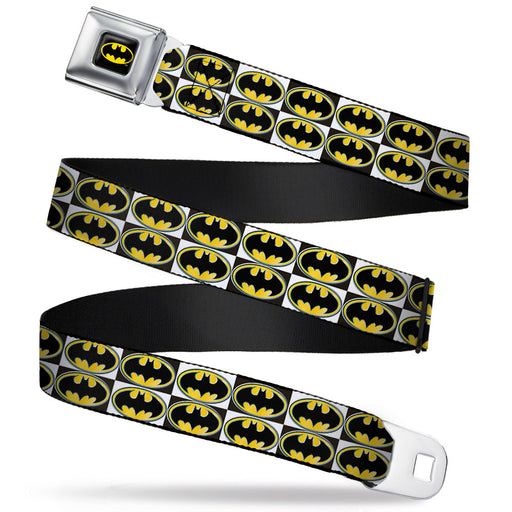 Batman Full Color Black Yellow Seatbelt Belt - Batman Shield Checkers Webbing Seatbelt Belts DC Comics   