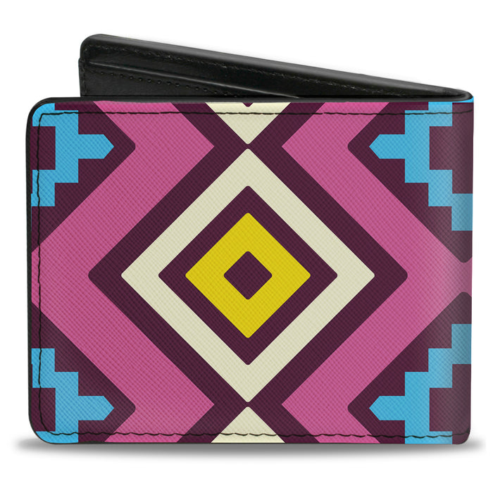 Bi-Fold Wallet - Geometric1 Burgundy Pink Tan Yellow Baby Blue Bi-Fold Wallets Buckle-Down   