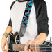 Guitar Strap - Stitch Poses Hibiscus Sketch Black Gray Blue Guitar Straps Disney   