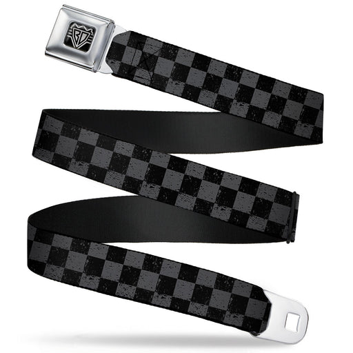 BD Wings Logo CLOSE-UP Full Color Black Silver Seatbelt Belt - Checker Weathered2 Black/Gray Webbing Seatbelt Belts Buckle-Down   