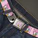Daisy Duck Smiling Expression Full Color Pink Seatbelt Belt - Daisy Duck 2-Expressions/Dots Pinks Webbing Seatbelt Belts Disney   