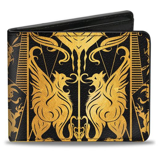 Bi-Fold Wallet - Fantastic Beasts The Crimes of Grindelwald Obscurus Book Binding CLOSE-UP Black Golds Bi-Fold Wallets The Wizarding World of Harry Potter   