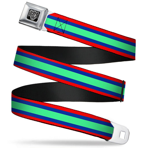 BD Wings Logo CLOSE-UP Full Color Black Silver Seatbelt Belt - Stripes Red/Blue/Green Webbing Seatbelt Belts Buckle-Down   