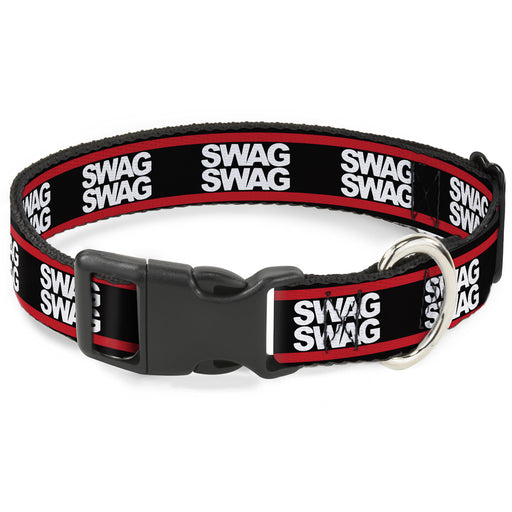 Plastic Clip Collar - Double SWAG Black/White/Red Stripe Plastic Clip Collars Buckle-Down   