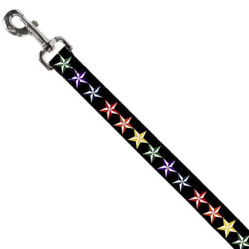 Dog Leash - Nautical Star Black/Multi Color Dog Leashes Buckle-Down   