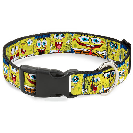 Plastic Clip Collar - SpongeBob Expressions Stripe Blue Plastic Clip Collars Nickelodeon   