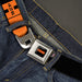 HEMI 426 Logo Full Color Black Orange Seatbelt Belt - HEMI 426 Logo Repeat Black/Orange Webbing Seatbelt Belts Hemi   