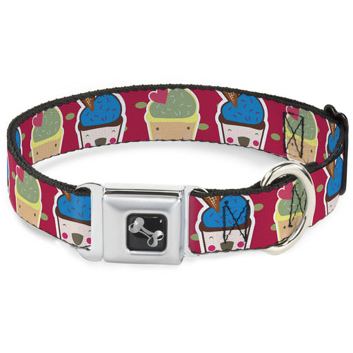 Dog Bone Seatbelt Buckle Collar - Happy Cupcakes/Dots Pink/Green Seatbelt Buckle Collars Buckle-Down   