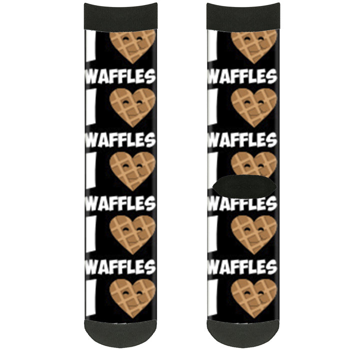 Sock Pair - Polyester - I Heart Waffles Text - CREW Socks Buckle-Down   