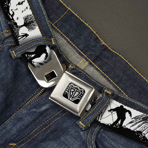 BD Wings Logo CLOSE-UP Full Color Black Silver Seatbelt Belt - Fright Night White/Black/Red Webbing Seatbelt Belts Buckle-Down   