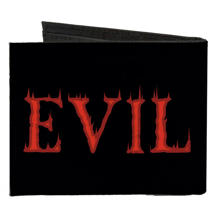 Canvas Bi-Fold Wallet - Evil Flaming Black Red Canvas Bi-Fold Wallets Buckle-Down   