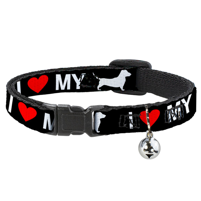 Cat Collar Breakaway - I "HEART" MY "WIENER" Dog Silhouette Black White Red Breakaway Cat Collars Buckle-Down   