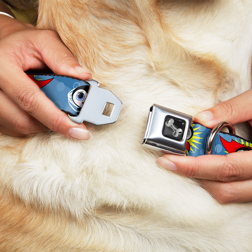 Dog Bone Seatbelt Buckle Collar - Penguin Superhero Blue Bubbles Seatbelt Buckle Collars Buckle-Down   