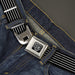 BD Wings Logo CLOSE-UP Full Color Black Silver Seatbelt Belt - Guitar Neck Black/White Webbing Seatbelt Belts Buckle-Down   