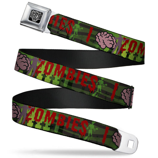 BD Wings Logo CLOSE-UP Full Color Black Silver Seatbelt Belt - I "Brain" ZOMBIES Webbing Seatbelt Belts Buckle-Down   